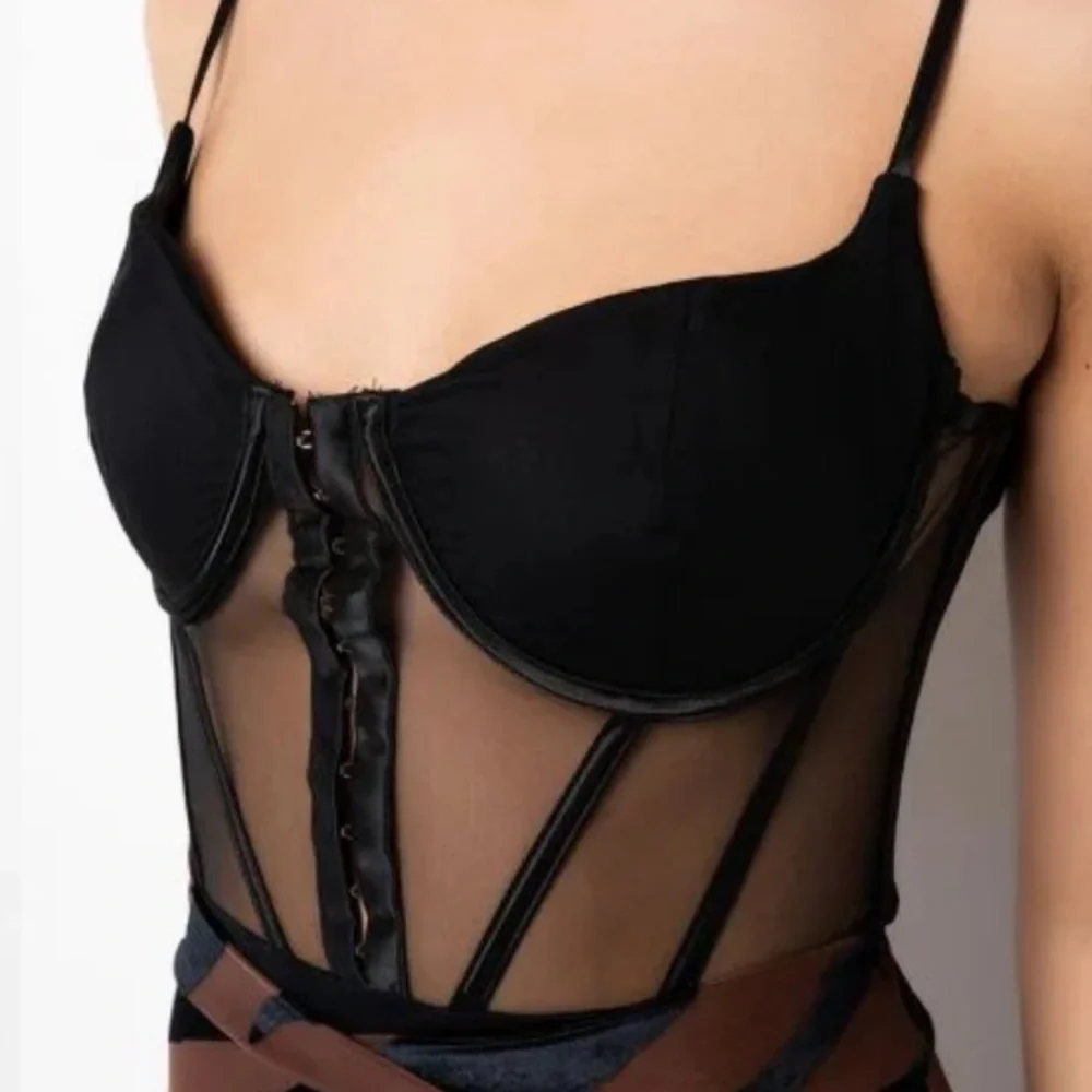 AKIRA Black Mesh Corset Bodysuit - Picture 3 of 4